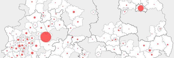 Legionella occurences based on map of Germany